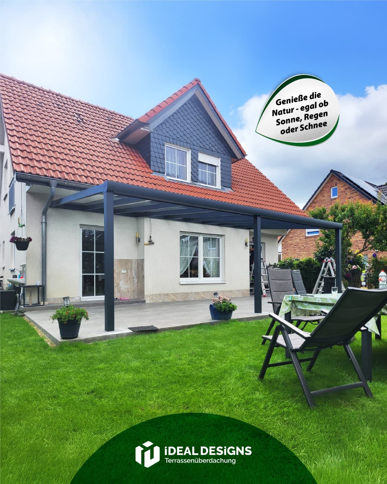 Moderne Terrassenüberdachung aus Aluminium in Berlin